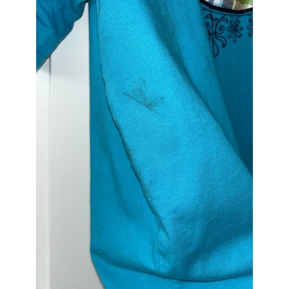 Phat Classics Men's XL Turquoise Plaid Logo Short Sleeve Hip Hop Y2K 90's Shirt - Picture 7 of 7